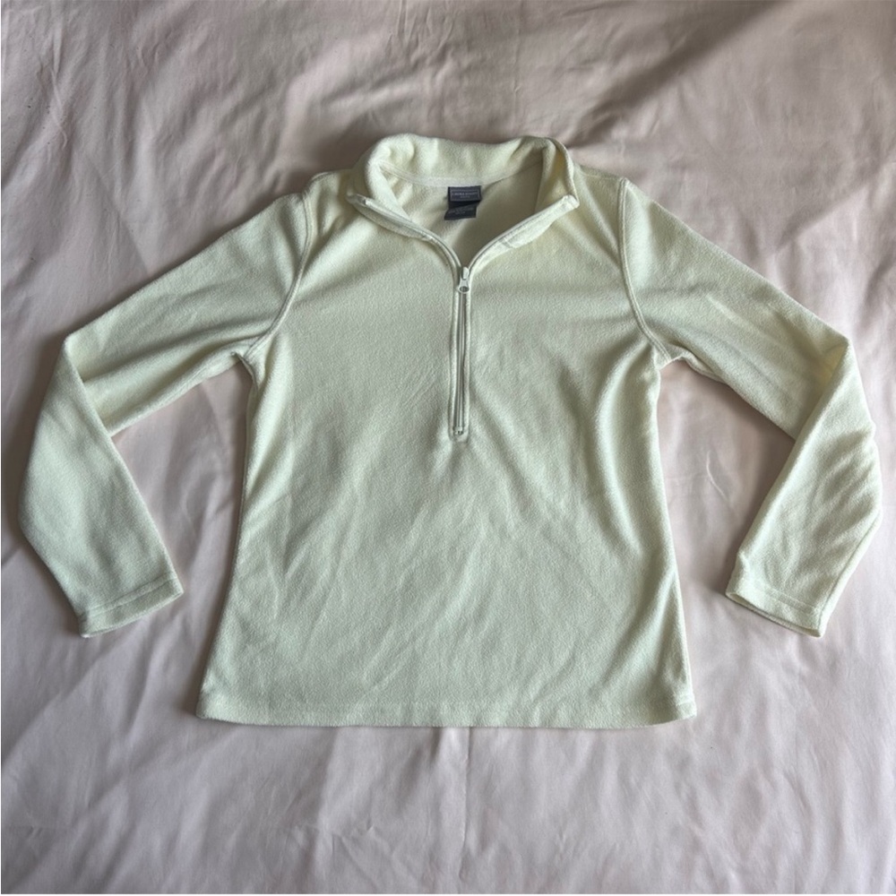 Laura Scott White Fleece Quarter-Zip Pullover - Size Small Petite